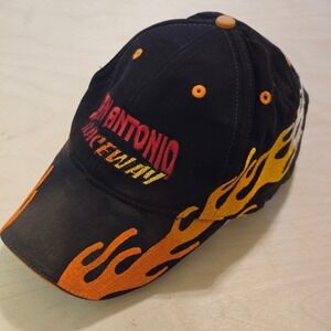 San Antonio Raceway Flame Hat Blck Baseball Cap Texas Racing VTG Nascar Speedway